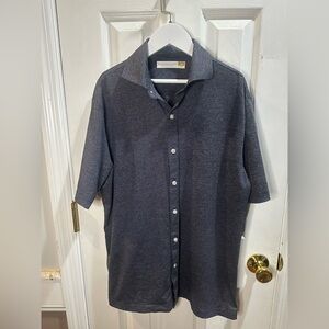 Hart Schaffner Marx Textures Gray Short Sleeve‎ Button Up Shirt Med